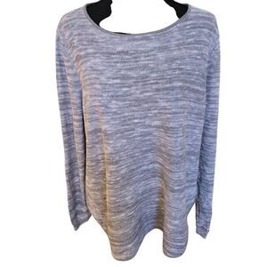 Eileen Fisher Women's Cotton Linen Blend Knit Pullover Sweater Gray White Large